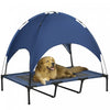 Pawhut Lit Sureleve Rafraichissant Pour Animal Domestique Avec Auvent Pour Chien De Taille Xl, Interieur Et Exterieur, 48\"x 36\"x 43\" Bleu Fonce