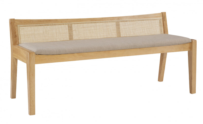 Banc Bauer en tissu et en cannage - naturel