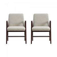 Fauteuil moderne Stella en velours avec accoudoirs en bois, coloris champagne - Lot de 2