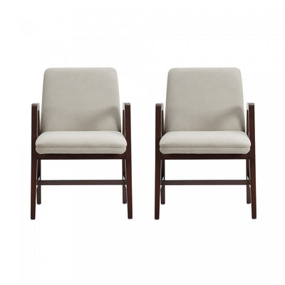 Stella Modern Velvet Wood Armchair in Champagne - Set of 2 | Fauteuil moderne Stella en velours avec accoudoirs en bois, coloris champagne - Lot de 2