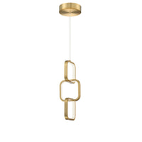 Luminaire suspendu Patsy de Dainolite en silicone blanc qui diffuse la lumière, avec fini laiton vieilli et ampoule à DEL de 20 W