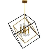 Luminaire suspendu Kappa de Dainolite avec fini bronze rétro et noir mat, et 8 ampoules