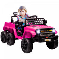 Qaba Voiture Electrique 12v Pour Enfants Avec Telecommande, Suspension A Ressort, Remorque Arriere,