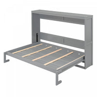  Evelyn Lit mural escamotable gain de place Murphy avec design d’armoire pliable, lit Full, gris