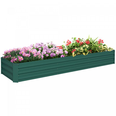 Outsunny 8x2x1ft Raised Garden Bed Large Galvanized Elevated Planter Box|Outsunny Lit De Jardin Sureleve 8x2x1pi, Jardiniere Surelevee Galvanisee