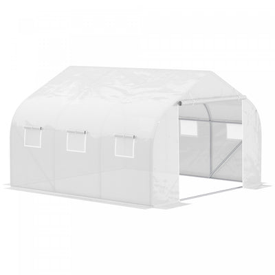 Outsunny 15'x10'x7' Heavy Duty Walk-in Tunnel Greenhouse Gardening Planting Shed Warm Green House Wh|Outsunny 15'x10'x7' Tunnel De Passage Pour Charges Lourdes, Serre Jardinage Abri De Plantation , Mai