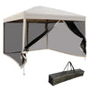 Tonnelle Barnum Pliant Pop-up Style Colonial 2,97l X 2,97l X 2,55h M 4 Moustiquaires + Sac De Transport Beige Noir