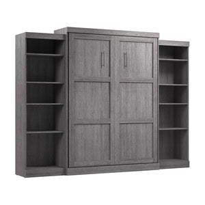Grand lit escamotable mural Pur de Bestar de 115 po avec 2 meubles à tablettes - gris écorce