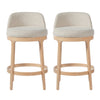 Amelia Ergonomic Rubberwood Counter Height Bar Stool Set of 2 with Upholstered Fabric,Natural | Amelia – Lot de 2 tabourets de bar de hauteur comptoir ergonomiques en bois d’hevea avec revetement en tissu, finition naturelle