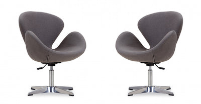 Raspberry Modern Upholstered Swivel Lounge Chair in Gray - Set of 2 Accent Chair | Fauteuil lounge pivotant moderne Raspberry en tissu gris - Lot de 2