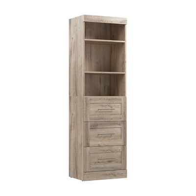 Bestar Pur 25 W Closet Organizer with Drawers - Rustic Brown|Organisateur de garde-robe Pur de Bestar de 25 po (L) avec tiroirs - brun rustique