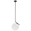 Luminaire suspendu Orion de Dainolite en verre blanc opale, avec fini noir mat et 1 ampoule
