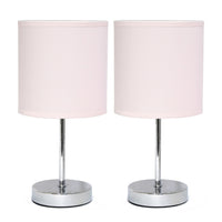 Ensemble de 2 mini lampes de table de base de Simple Designs chromées - rose tendre