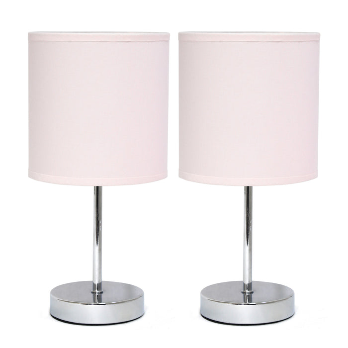 Ensemble de 2 mini lampes de table de base de Simple Designs chromées - blanc