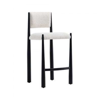 Lennor Mid-Century Modern Boucle Metal Counter Stool in Cream | Tabouret de comptoir en metal boucle creme style mid-century modern Lennor