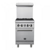 Cuisiniere a gaz Commerciale en acier inoxydable de 24 po, 4 bruleurs, 120 000 BTU – FCMGR0093-24