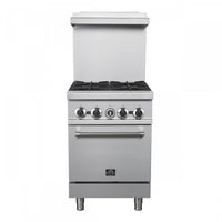 Cuisiniere a gaz Commerciale en acier inoxydable de 24 po, 4 bruleurs, 120 000 BTU – FCMGR0093-24