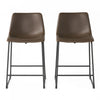 Ensemble De 2 Tabourets De Comptoir Nathaniel Vintage En Similicuir Avec Structure En Acier, Marron