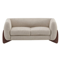 Lillian Canape deux places moderne en bois massif avec revetement en boucle, assise confortable, amande