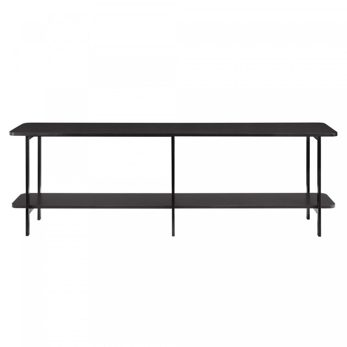 Console moderne contemporaine Celine 71\" en noir (2 etageres)