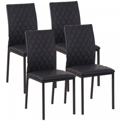 HOMCOM Dining Chairs Faux Leather Accent Chairs, Set of 4, Black
