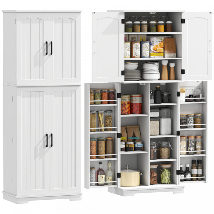 HOMCOM Armoire de rangement, 64 po, avec etageres reglables, blanc