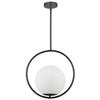Luminaire suspendu Adrienna de Dainolite en verre blanc opale, avec fini noir mat et 1 ampoule 15.75 po