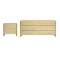  Linda Moderne Commode 2 Pieces et Table de Nuit en Chene Naturel