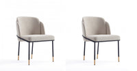  Chaise de salle a manger Flor en metal moderne a tissage serge, couleur ble - Lot de 2