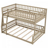 Lit superpose Ethan Full XL sur Queen avec echelle et barrieres de securite, noyer