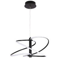 Luminaire suspendu Romy de Dainolite en silicone blanc qui diffuse la lumière, avec fini noir mat et ampoule à DEL de 36 W