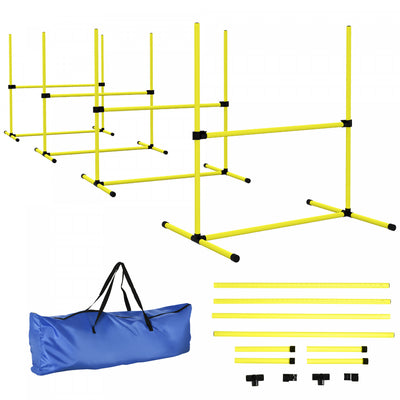 Pawhut 39"L Dog Agility Training Equipment for Large Medium Small Dog, 6 PCS Adjustable Height Hurdles for Agility Training, Obstacle Course Starter Kit, 6KG Net Wight, Yellow