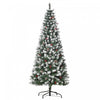 Homcom Sapin De Noel Floque Avec Baies Rouges, Pommes De Pin, Vert