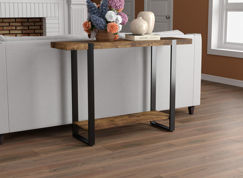 Console de 47 po avec 1 tablette - apparence de bois recyclé avec métal noir
