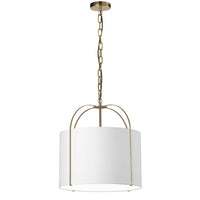 Luminaire suspendu Quincy de Dainolite avec abat-jour blanc, fini doré et 1 ampoule