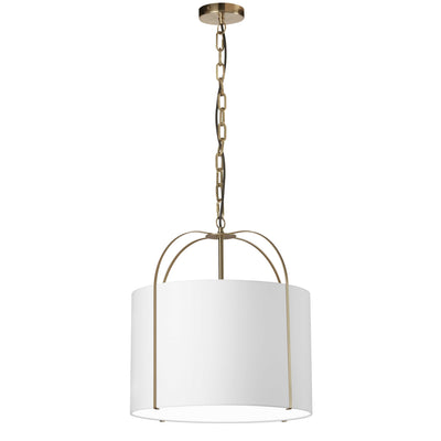 Dainolite Quincy 1 Light Pendant Gold White Shade Lamp|Luminaire suspendu Quincy de Dainolite avec abat-jour blanc, fini doré et 1 ampoule