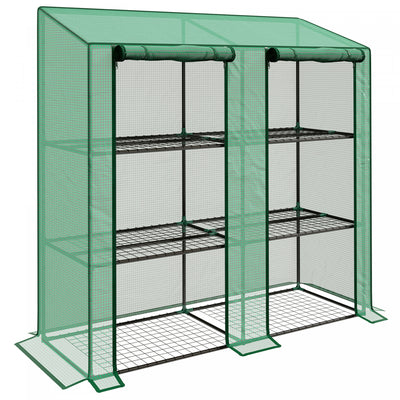 Outsunny Mini Greenhouse With 3 Tier 6 Shelves Portable Green House, Green|Outsunny Mini Serre Avec 3 Etages 6 Etageres Serre Portable, Verte