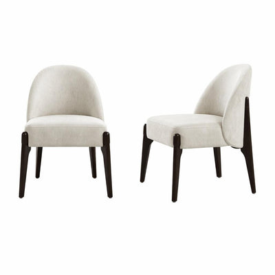 Oslo Contemporary Modern Chenille Wood Side Chair in Cream - Set of 2 | Chaise laterale contemporaine moderne Oslo en bois et chenille creme - Lot de 2