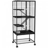 Pawhut Cage A Furet Roulant 53,5 Po De Hauteur Pour Petits Animaux, Cage A 4 Niveaux Pour Chinchillas, Avec Plateau Amovible, Etagere De Rangement, 3 Portes, Bol, Bouteille D'eau, Rampes, Noir