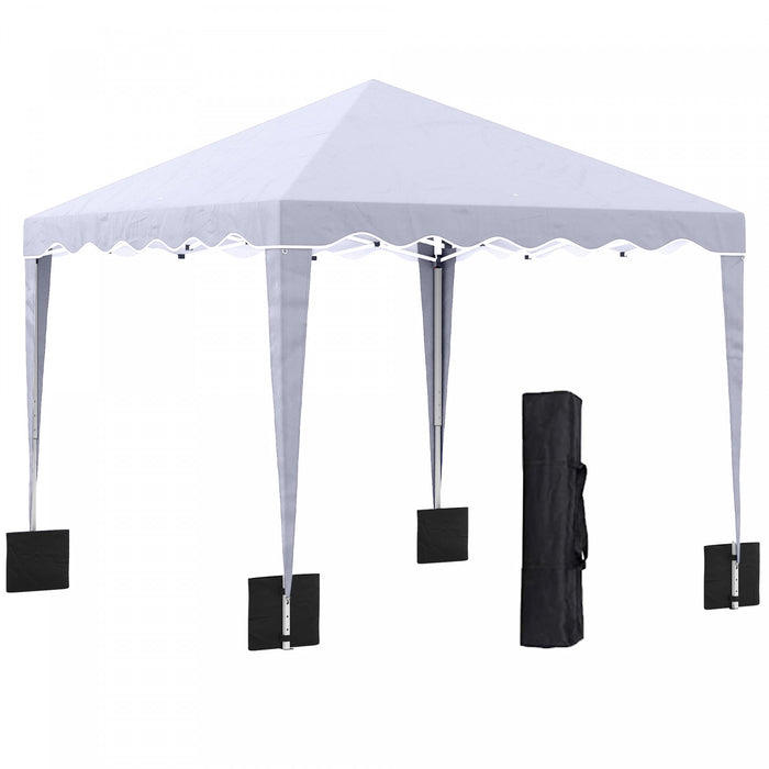 Outsunny 10' X 10' Tente Canopee, Abri Instantane Avec Hauteur Reglable, Tente De Fete Exterieure De Jardin Avec Sac De Transport, Blanc