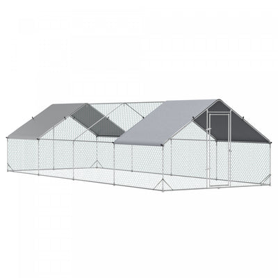 Pawhut Metal Chicken Coop, Walk-in Large Chicken Run, Poultry Cage For Backyard Hen, Duck, Rabbit Wi|Pawhut Grand Poulailler En Metal Galvanise, Avec Couvercle, Pour L'exterieur De La Cour, De 9.8' X 2