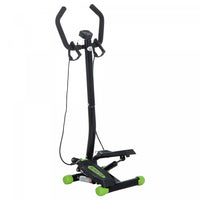 Mini Stepper Avec Guidon, Extenseurs, Compteur Electronique Et Tapis Antiderapant Noir Et Vert