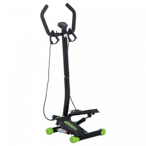 Mini Stepper Avec Guidon, Extenseurs, Compteur Electronique Et Tapis Antiderapant Noir Et Vert