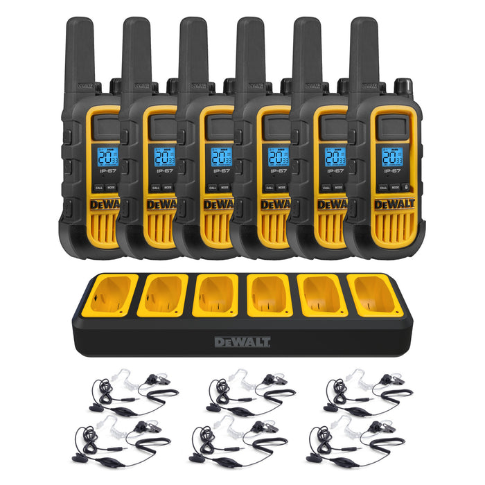 6 Dewalt Dxfrs800 Talkies Walkie Plus Ecouteurs - 2 Watt, Heavy Duty, 22 Canaux Radios Bidirectionnelles Longue Portee