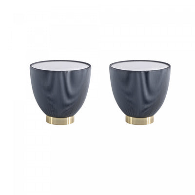 Anderson Modern Sintered Stone Top Upholstered End Table in Gray - Set of 2 | Table d’appoint Anderson moderne avec plateau en pierre frittee et revetement gris – Lot de 2