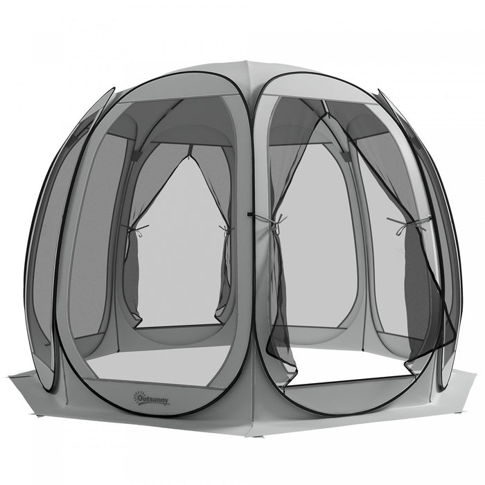Outsunny Tente Moustiquaire , Tonnelle Escamotable Avec 2 Portes, Gris