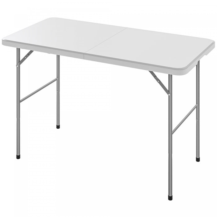 Outsunny Table de Pique-Nique avec Hauteur Reglable et Poignee 120 x 60 cm, Blanc