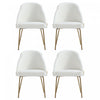 Chaise de salle a manger moderne Gracie en cuir vegetalien blanc et or avec structure en metal - Lot de 4