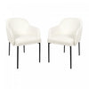Fauteuil contemporain Loft en cuir vegetalien avec accoudoirs en metal, ivoire - Lot de 2