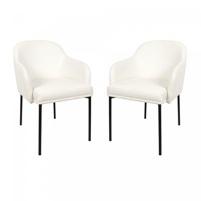Loft Contemporary Vegan Leather Metal Armchair in Ivory - Set of 2 | Fauteuil contemporain Loft en cuir vegetalien avec accoudoirs en metal, ivoire - Lot de 2